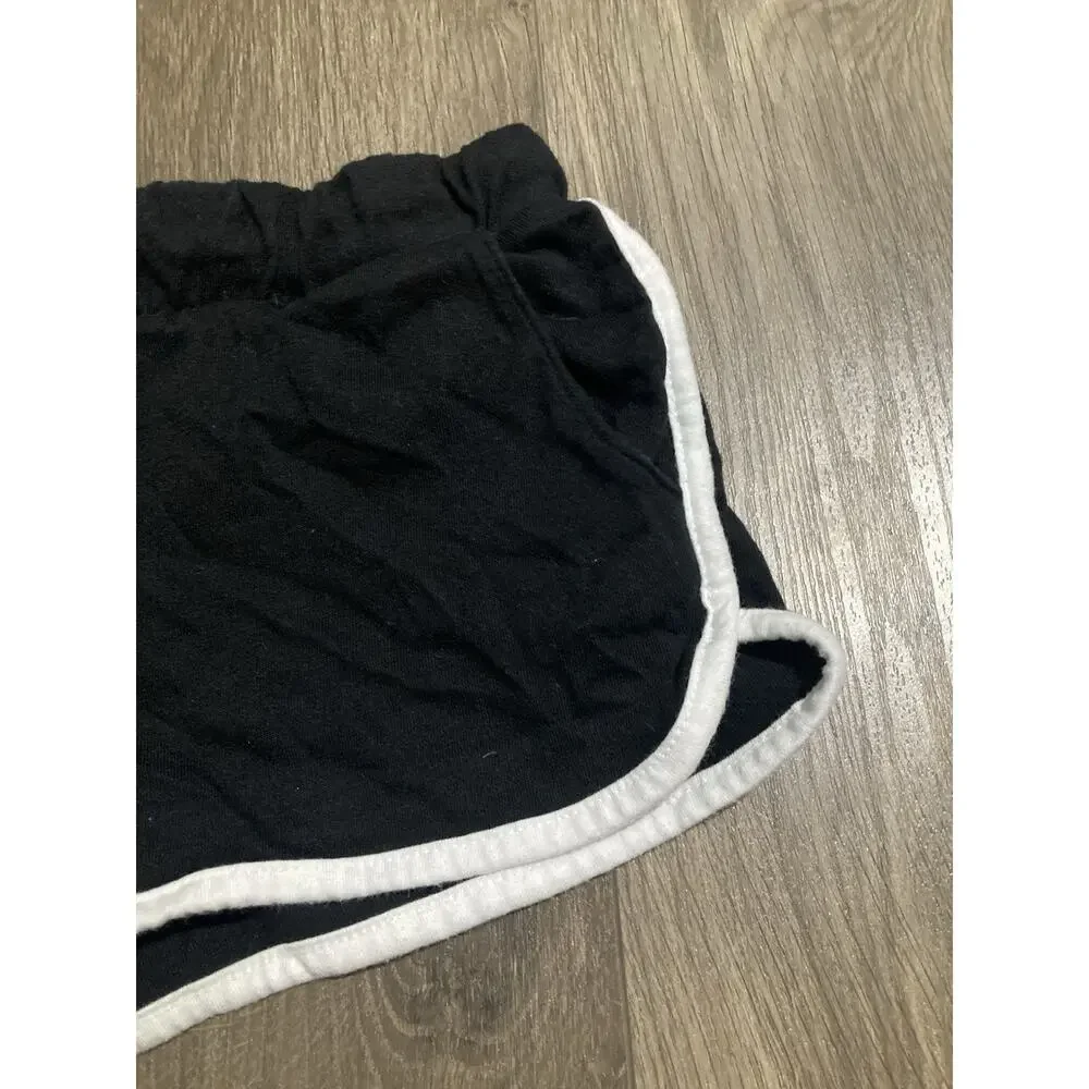 Old Navy Girls Black Shorts White Trim Size 8 Medium Cotton Blend Stretch Pocket